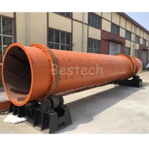 Wie groß ist der Platzbedarf für eine Sandausschüttungskühltrommel?